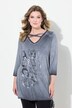 Lang T-shirt, pynteprint, kantknude