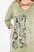 T-shirt long, imprimé à paillettes, cordon de serrage sous tunnel à la base