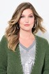 Cardigan très long, couture fantaisie de l'encolure jusqu'à la base