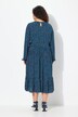 Robe midi à manches longues, décolleté en V et imprimé petits pois, coupe évasée