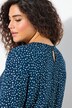 Robe midi à manches longues, décolleté en V et imprimé petits pois, coupe évasée