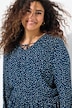 Robe midi à manches longues, décolleté en V et imprimé petits pois, coupe évasée