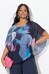 Blouse oversize en mousseline à fleurs. Décolleté rond et manches courtes