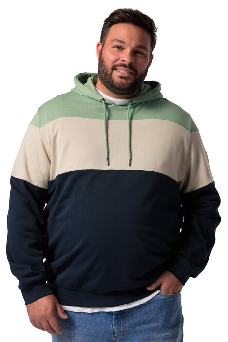 Mikina s kapucí Men+, barevné bloky, do 8XL