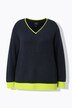 Pull bords-côtes fluo. Col V et manches longues
