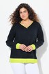 Pull bords-côtes fluo. Col V et manches longues