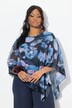 Bluse, chiffonslag, bådudskæring, 3/4 -ærmer