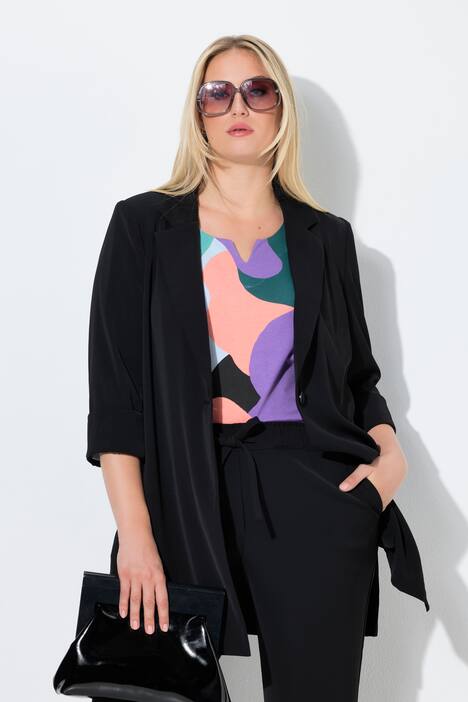 Blazer col à revers. Fermeture 1 bouton et manches 3/4