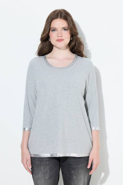 Shirt, Silberdruck, Classic, Rundhals, 3/4-Arm