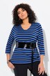 Pruhované tričko, předu dvouvrstvé, výstřih do V, 3/4 rukávy