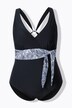 Maillot de bain aspect dos nu. Ceinture fantaisie avec nœud. Bonnets souples