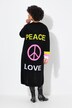Long cardigan with peace pattern on the back and open front