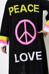 Long cardigan with peace pattern on the back and open front