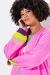 Long cardigan with peace pattern on the back and open front