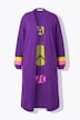 Cardigan long coupe ouverte, motif Peace and Love dans le dos