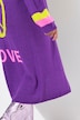 Cardigan long coupe ouverte, motif Peace and Love dans le dos