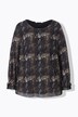 Blusa dal taglio svasato in mesh con stampa allover e ampie maniche lunghe