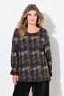 Blusa dal taglio svasato in mesh con stampa allover e ampie maniche lunghe