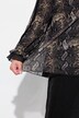 Blusa dal taglio svasato in mesh con stampa allover e ampie maniche lunghe
