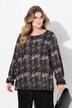 Blusa dal taglio svasato in mesh con stampa allover e ampie maniche lunghe