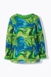 Blusa dal taglio svasato in mesh con stampa allover e ampie maniche lunghe
