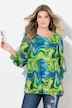 Blusa dal taglio svasato in mesh con stampa allover e ampie maniche lunghe