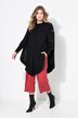Poncho style cable pattern pointed hem sweater