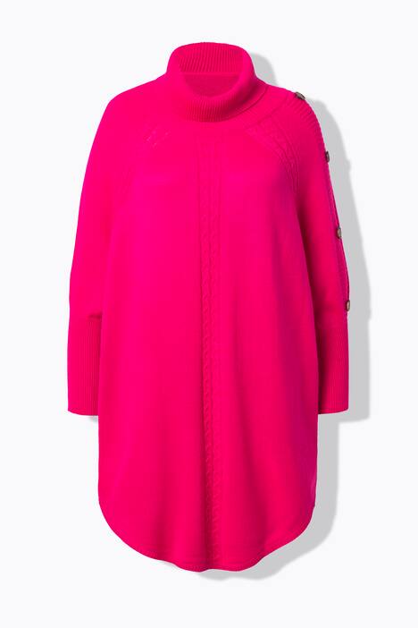 Maglione in stile poncho con intrecci e orlo a punte