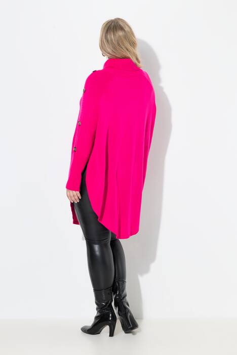 Maglione in stile poncho con intrecci e orlo a punte