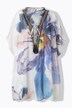 Tuniek, bloemen, V-hals, vetersluiting, halve mouwen