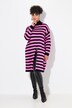 Long striped A-line hem slit sweater