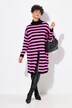 Long striped A-line hem slit sweater