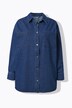Denimskjorte, oversized, broderi på knappestolpen