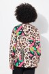 Bluse, rett passform, leopard med fargede detaljer, lange ermer