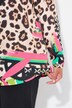 Bluse, rett passform, leopard med fargede detaljer, lange ermer