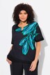 T-shirt oversize, imprimé feuilles, col rond et manches courtes