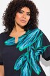 T-shirt oversize, imprimé feuilles, col rond et manches courtes