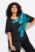 T-shirt oversize, imprimé feuilles, col rond et manches courtes