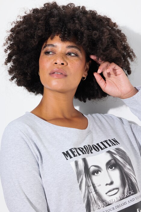 T-shirt con stampa fotografica e maniche lunghe