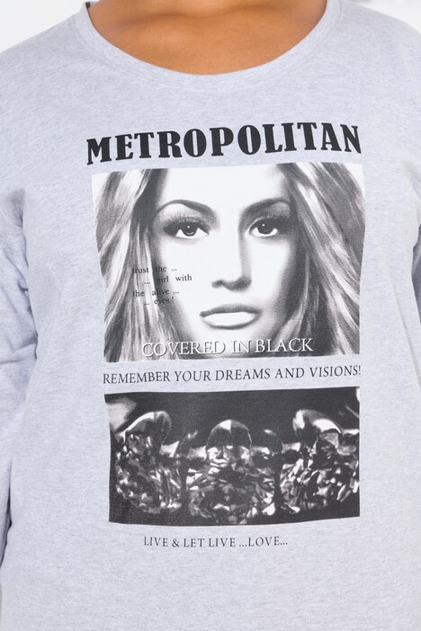 T-shirt con stampa fotografica e maniche lunghe