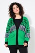 Chaqueta de punto, oversize, pata de gallo, flecos, manga larga
