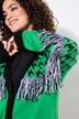 Chaqueta de punto, oversize, pata de gallo, flecos, manga larga