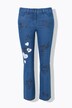 Jeans, straight fit, all-over print, patches, 5-pocket