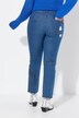 Jeans, straight fit, all-over print, patches, 5-pocket