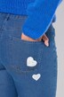 Jeans, straight fit, all-over print, patches, 5-pocket