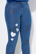 Jeans, straight fit, all-over print, patches, 5-pocket