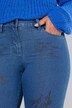 Jeans, straight fit, all-over print, patches, 5-pocket