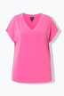 T-shirt oversize, col en V avec liseré pailleté, manches courtes