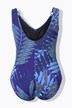 Maillot de bain à bonnets souples. Imprimé fougères. Fronces et bretelles ajustables. Matières recyclées