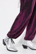 Pantaloni con effetto paillettes, cintura elastica e taglio della gamba dritto
